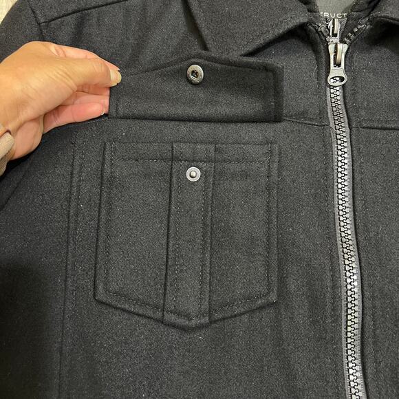 Structure Wool Blend Hooded Black Full Zip Jacket Size XL - Picture 8 of 12